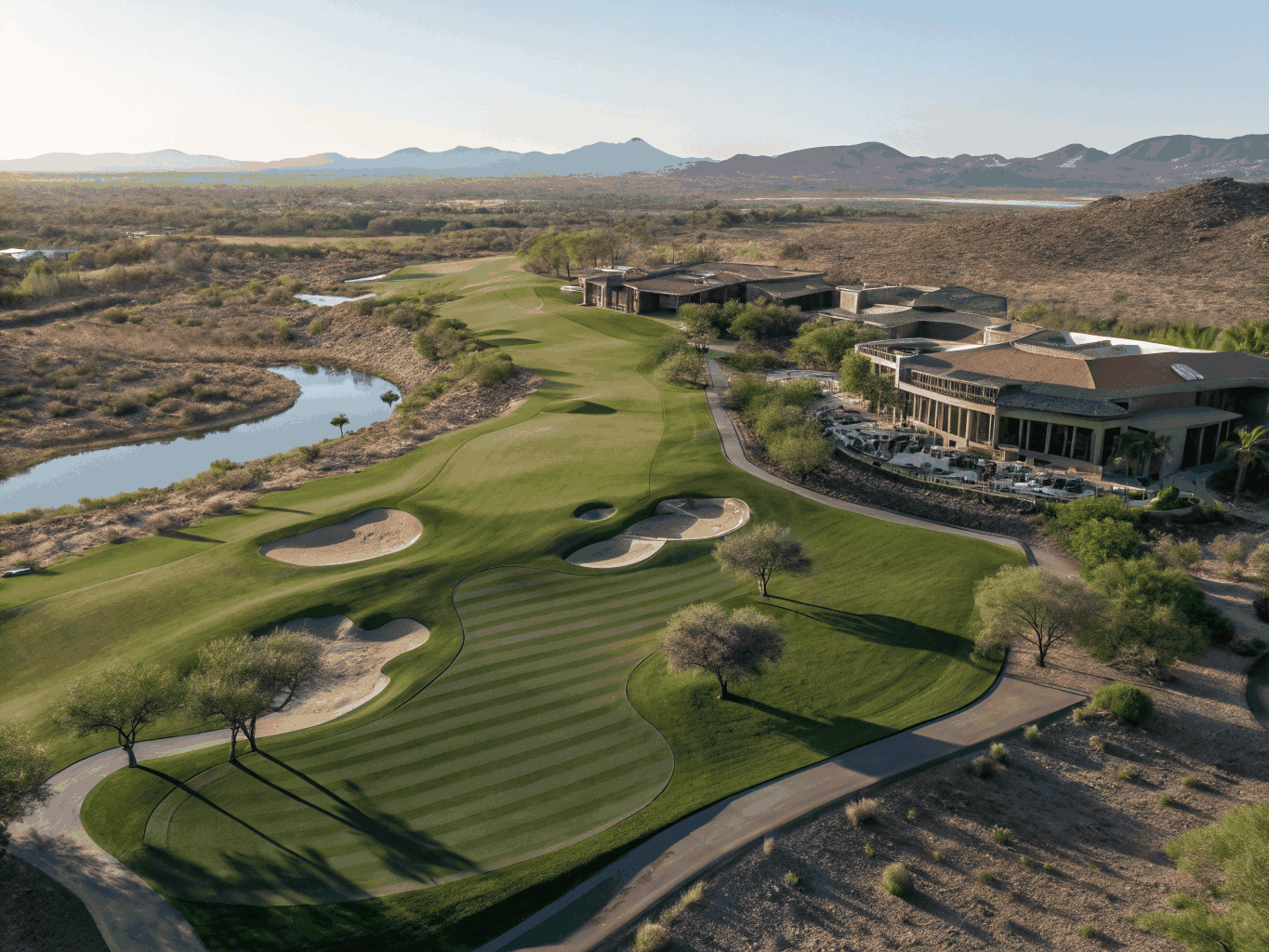Aerial view of a luxury golf resort