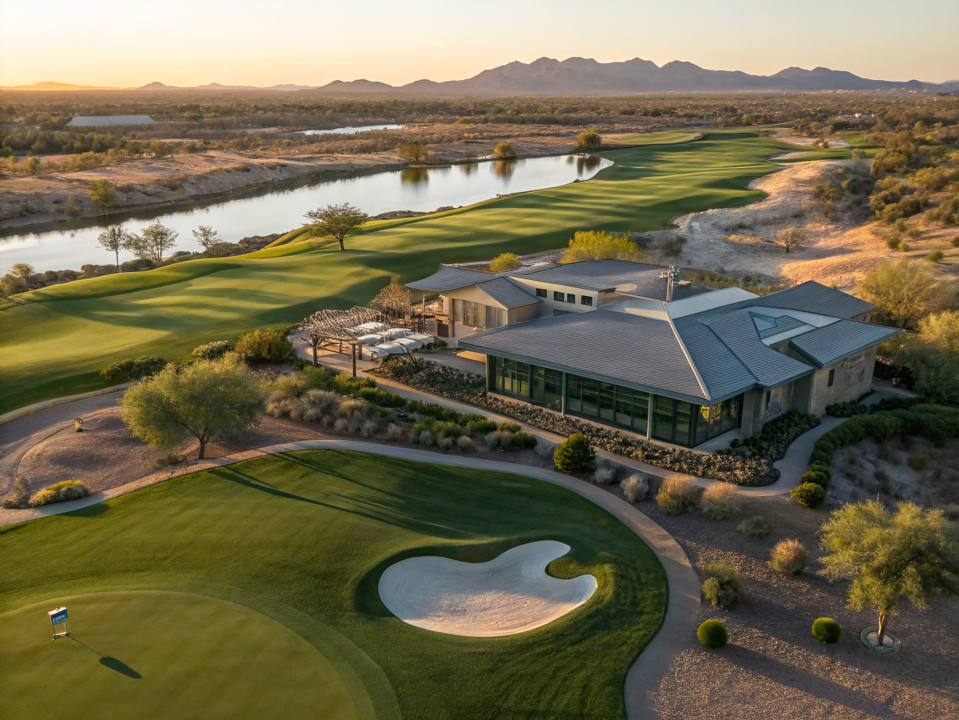 Aerial view of a semi-private golf club